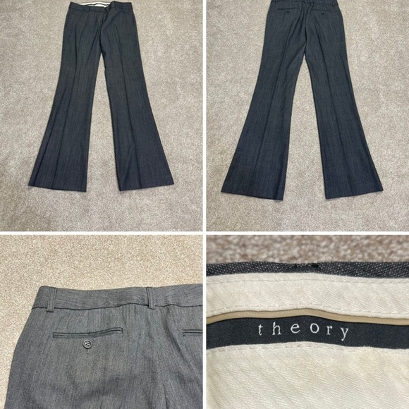 Theory womens bootcut dress pants sz 6 gray wool blend trousers business casual - Picture 1 of 12